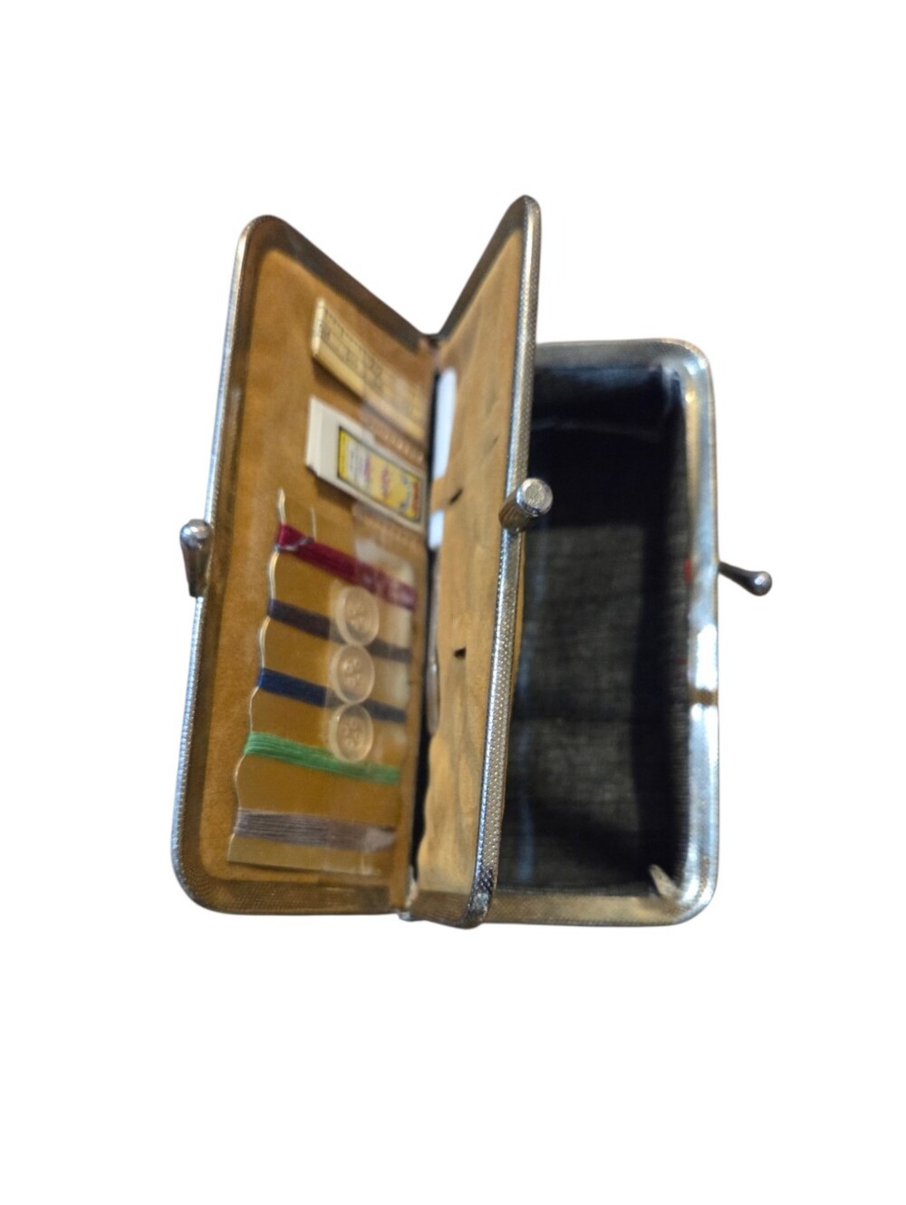 Vintage Travel Sewing Kit & Makeup Pouch or Change Pouch with Double Kiss-locks - Picture 3 of 9